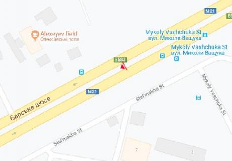 Billboard A in Vinnytsia, 3x6  Bars'ke 1-j km sose, 7 - Mikoli Vasuka st. (Kv'ateka st.) scheme