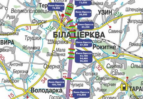 Non-Standard B in Kiev roads, 3x18  Trasa M-05, Kiiv-Odesa, 93,100 scheme