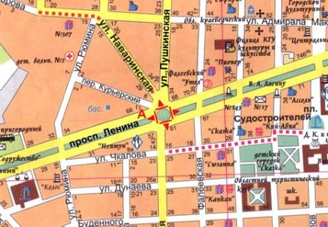 Prismatron, Prism A in Mykolaiv Central'nyj av. - Puskinskaa st., kol'co - 319170 scheme