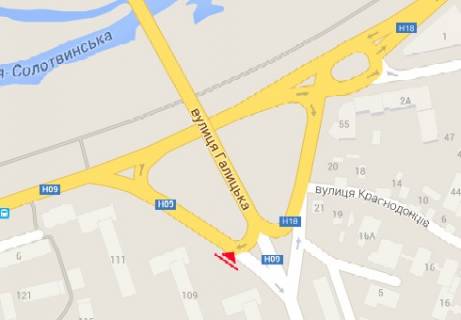 Billboard B in Ivano-Frankivsk, 3x6  Galic'ka st., 109 - Naberezna im.Vasila Stefanika nab. scheme