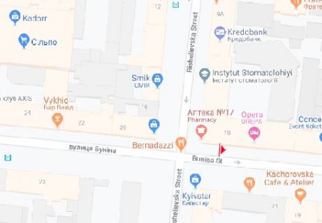 Citylight B in Odessa, 1.8x1.2  Bunina st., 21 B scheme