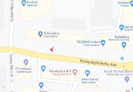 Backlight B in Vinnytsia Kocubins'kogo prosp., 4 - Batoz'ka
 st. (Kirova st.) scheme