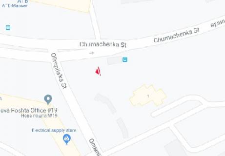 Billboard A in Zaporizhzhya, 3x6  Cumacenka st. - Olimpijs'ka st. scheme