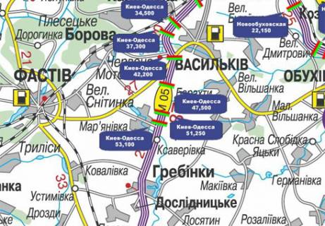 Non-Standard B in Kiev roads, 3x18  Trasa M-05, Kiiv-Odesa, 51,250 scheme