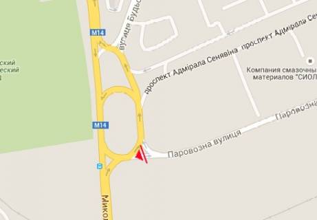 Billboard A in Kherson, 3x6  Admirala Senavina prosp. - Parovozna st. scheme