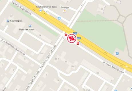 Billboard A in Sumi, 3x6  Harkivs'ka st., 30-1 - Svobodi prosp. (Prokof`eva st.) scheme