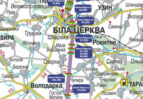 Non-Standard B in Kiev roads, 3x18  Trasa M-05, Kiiv-Odesa, 94,400 scheme