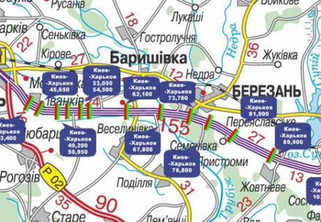 Non-Standard B in Kiev roads, 3x18  Trasa M-03, Kiiv - Harkiv, 67,800 scheme