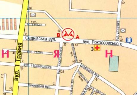 Billboard B in Chernihiv, 3x6  Rokossovs'kogo st., 62 scheme