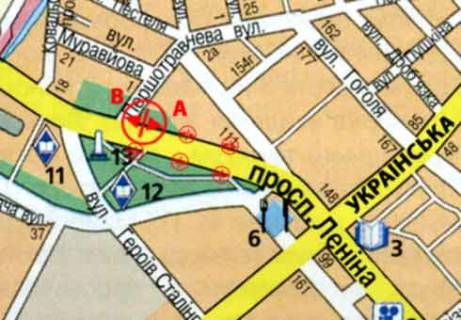 Prismatron, Prism A in Zaporizhzhya Sobornyj av. (4) (dvizenie ot vokzala) - 246688 scheme