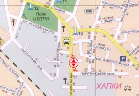 Billboard A in Pryluky Piratins'ka st., 27 scheme