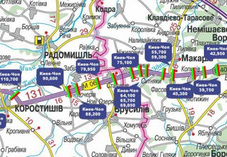 Non-Standard A in Stavische (Zhytomyr region), 3x18  Trasa M-06, Kiiv-Zitomir, 75,100 scheme