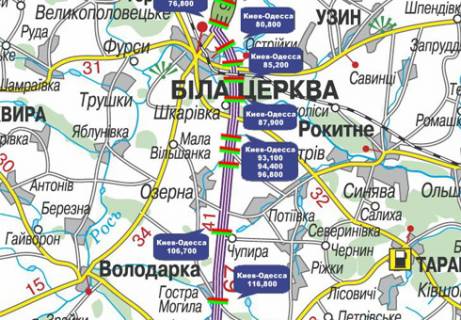 Non-Standard A in Kiev roads, 3x18  Trasa M-05, Kiiv-Odesa, 96,800 scheme