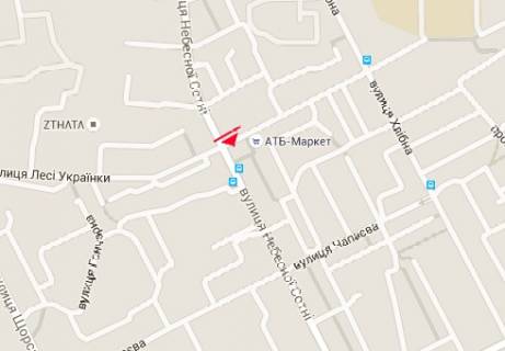 Billboard A in Zhytomyr, 3x6  Nebesnoi sotni st. - Lesi Ukrainki st., 59 scheme