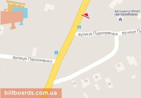 Billboard B in Khmelnitsky, 3x6  Zahidna Okruzna - Stepanokova st. (Parhomenka st.),8 scheme