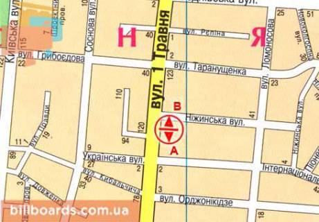 Billboard A in Chernihiv, 3x6  Mihajla Grusevs'kogo prosp., 99 scheme