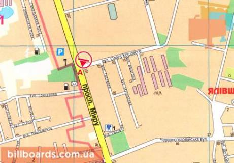 Billboard A in Chernihiv, 3x6  Miru prosp., 199 scheme