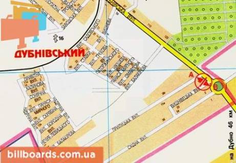 Billboard A in Lutsk, 3x6  Dubnivs'ka st. , pered kil'cem, viizd na m. Dubno scheme