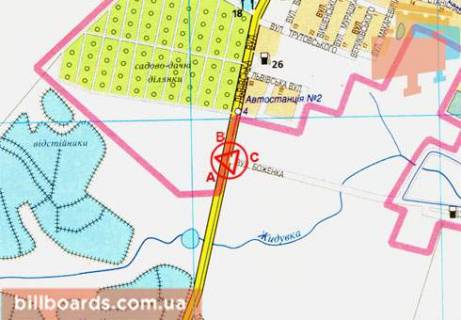Billboard A in Lutsk, 3x6  L'vovskaa st. - Okruznaa st., kol'co, v"ezd scheme