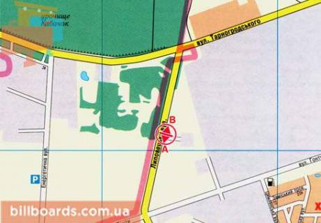 Billboard A in Vinnytsia, 3x6  Lipovec'ka st. scheme