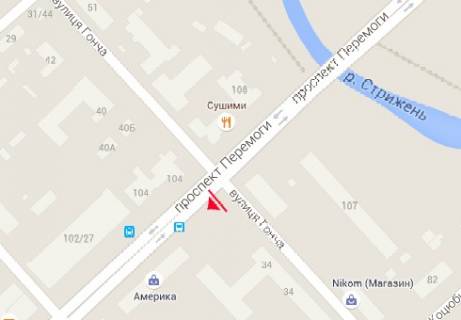Billboard A in Chernihiv, 3x6  Peremogi prosp., 103 - Knaza st. scheme