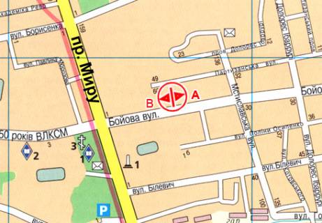 Billboard B in Chernihiv, 3x6  Geroiv Cornobila st., 5, vid centru scheme