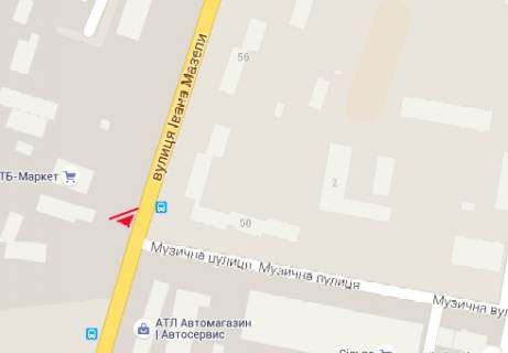 Billboard B in Chernihiv Ivana Mazepy st. - Muzykal'naa st. scheme