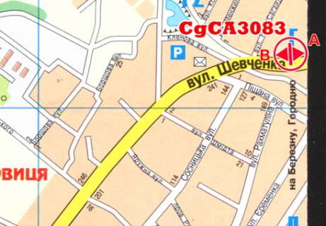 Billboard B in Chernihiv Sevcenka st. - Sagajdak st. scheme