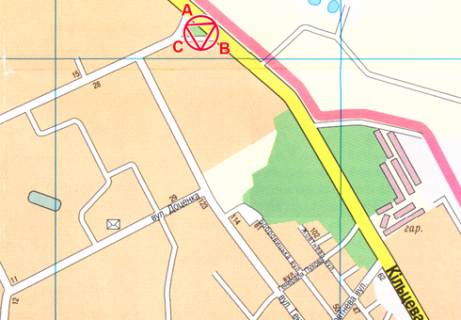 Billboard B in Chernihiv Generala Belova st. - Kol'cevaa st. scheme