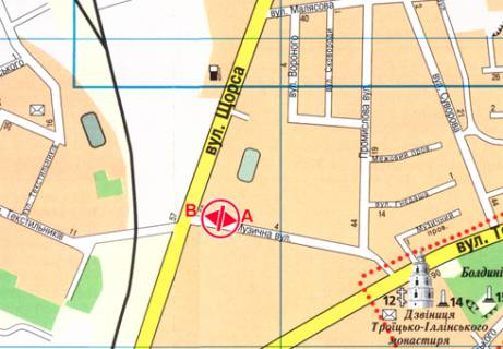 Billboard A in Chernihiv, 3x6  Muzicna st., 2 scheme