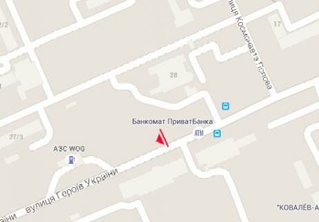 Billboard B in Kropyvnytskyi (Kirovograd), 3x6  Geroiv Ukraini st.(Geroiv Stalingrada) - Popova st. scheme