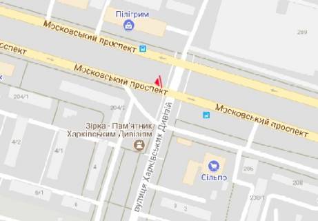Billboard A in Kharkiv Moskovskij av., 204-2 - Har'kovskih Divizij st. scheme