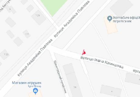 Billboard A in Kharkiv, 3x6  Kamiseva Ivana st. - Akademika Pavlova st. scheme