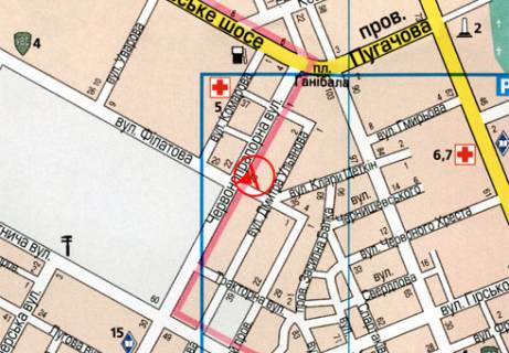 Billboard A in Kherson, 3x6  Filatova st. - Oleksandrivs'ka st. (Cervonopraporna st.) scheme