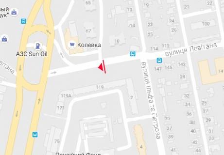 Billboard A in Odessa, 3x6  Levitana st., 119 - Il'fa i Petrova st. scheme