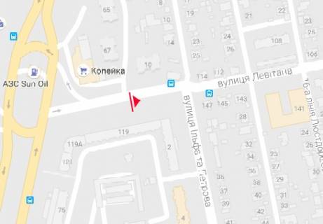 Billboard B in Odessa, 3x6  Levitana st., 119 - Il'fa i Petrova st. scheme