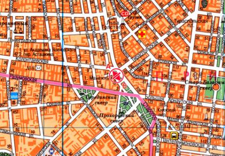 Billboard B in Odessa, 3x6  Mecnikova st., 86 - Rozumovs'ka st. scheme