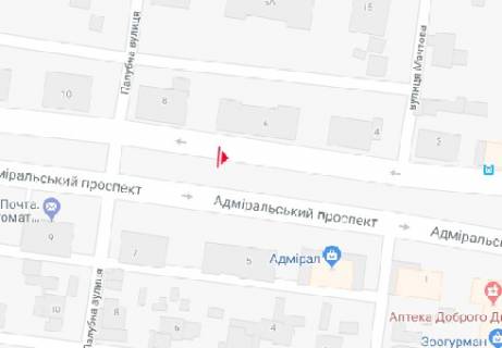 Backlight A in Odessa Admiral's'kij prosp., 8 - Palubna st. scheme