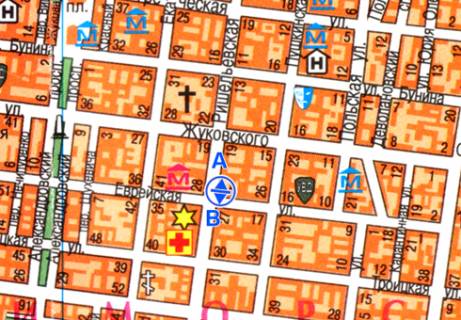 Citylight B in Odessa, 1.2x1.8  Risel'evs'ka st., 23 scheme