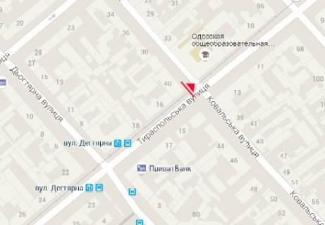 Citylight A in Odessa, 1.2x1.8  Tiraspol's'ka st., 16 - Kuznecna st. scheme