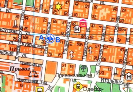 Citylight B in Odessa, 1.2x1.8  M. Arnauts'ka st. - Katerinins'ka st., 87 scheme