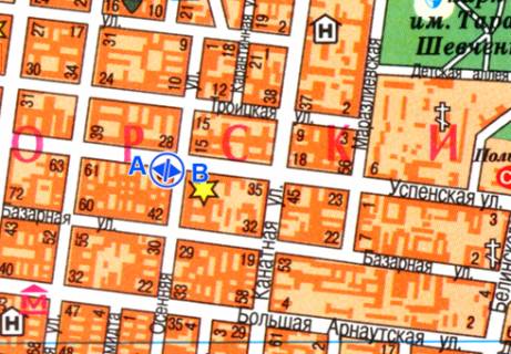 Citylight B in Odessa, 1.8x1.2  Uspenskaa st., 47 - Osipova st.  scheme