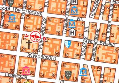 Citylight B in Odessa, 1.8x1.2  Bunina, st., 23   B scheme