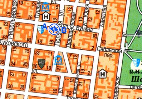 Citylight B in Odessa, 1.8x1.2  Bunina, 11 - Pol'skaa st. B scheme