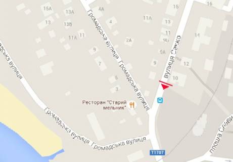 Billboard A in Poltava, 3x6  Sakko st. - Gromads'ka st. scheme