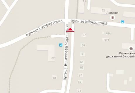 Billboard B in Rivne, 3x6  Cornovola Vaceslava st., 57 - Mirusenka st. scheme