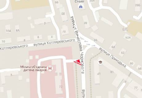 Billboard A in Rivne, 3x6  Cornovola Vaceslava st. - Prihod'ka st. scheme