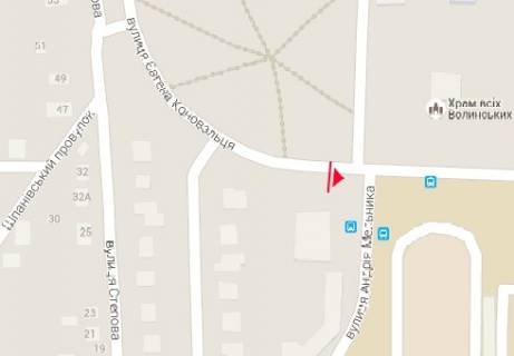 Billboard B in Rivne, 3x6  Konoval'ca Evgena st. - Mel'nika Andria st. scheme