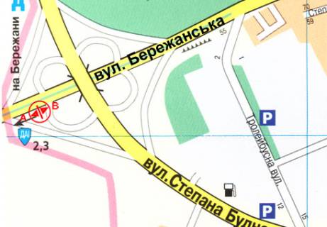 Billboard B in Ternopil, 3x6  Berezans'ka st. - Budnogo st., 1-j scheme
