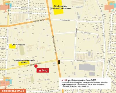 Billboard B in Berdyansk V. Dovgonuka st. (v rajone d. No 97, v rajone prod. rynka) scheme